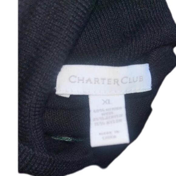 Charter Club Women's Preppy Merino Wool Argyle Turtleneck Sweater SZ XL - Picture 3 of 3